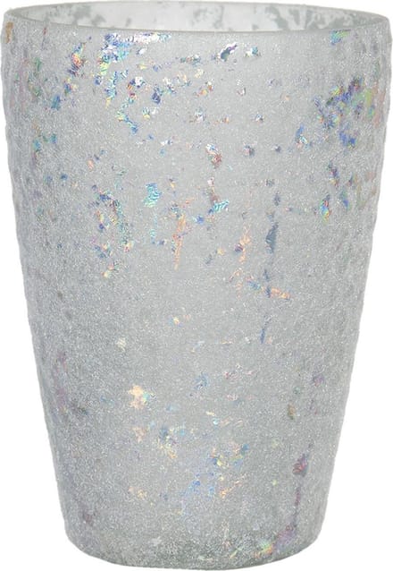 Clayre & Eef Theelichthouder Ø 9x13 cm Wit Glas