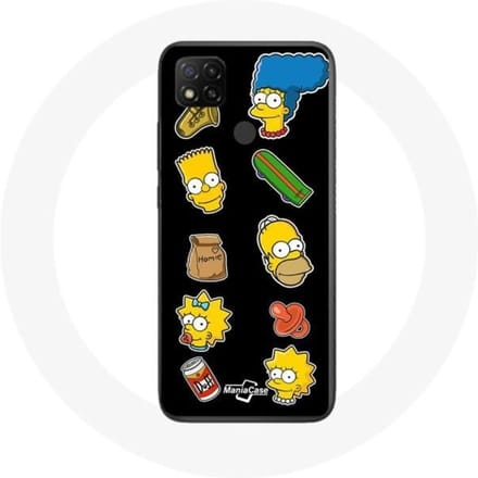Coque Xiaomi Redmi 9C Les Simpson autocollants fond noir