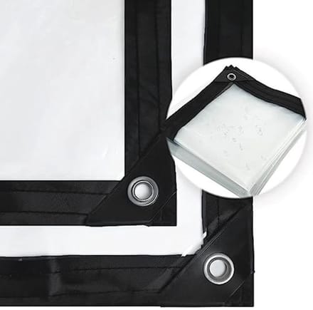 Waterdicht transparant PE-afdekzeil met ringen en elastische touwen 3x3m
