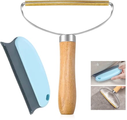 Draagbare Pluisverwijderaar, Dubbele Tapijtschraper, Handmatig Borstelgereedschap (1 schraper en 1 borstel)