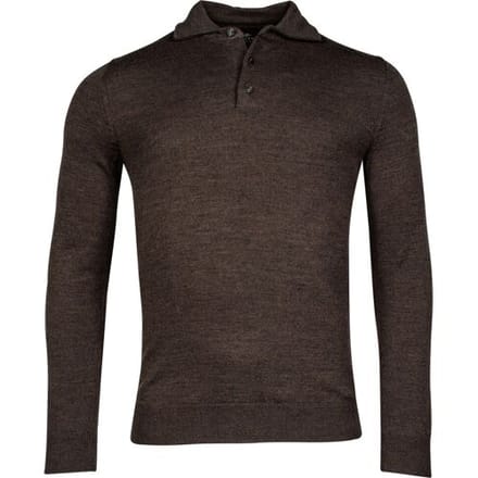 Baileys Trui Merino Blend Pullover Polo Collar Buttons Single Knit Dark Brown / male