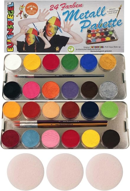 Professionele Aqua-Make-up Set met 24 Kleuren, Borstels en Sponzen