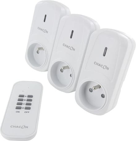 CHACON - Set van 3 schakelstopcontacten en afstandsbediening (2000W) - 54663