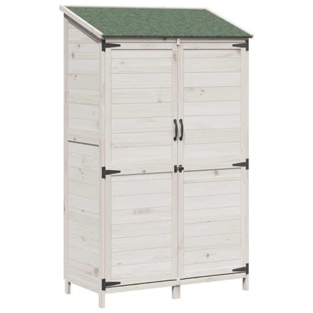vidaXL - Tuin - Shed - Wit - 106 - x - 56 - x - 176,5 - cm - Massief - Vurenhout