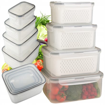 4x Keuken Containers met Mandje, Lekvrij & Vaatwasserbestendig