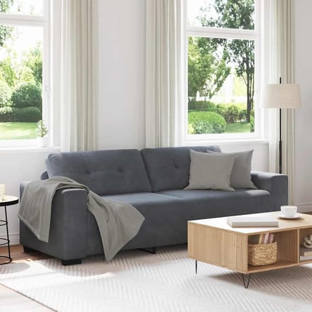 vidaXL - 3-zitsbank - donkergrijs - 220x78x80 - cm - fluweel