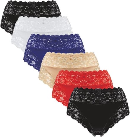 JC 6-Pack Dames tailleslips met kant ass. Maat XL