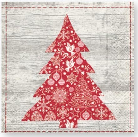 Cocktail servetten 25x25cm - Red tree - 20 stuks