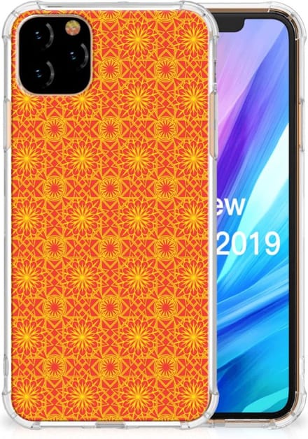 Apple iPhone 11 Pro Max Doorzichtige Silicone Hoesje Batik Oranje