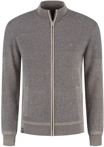 Fellows United Cardigan plated tuck knit Mid brown (52.1121 - 143)