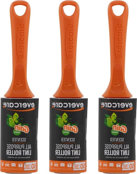 Evercare Gain Scented All-Purpose Lint Rollers, Orange, Pack of 3 (150 Sheets Total)