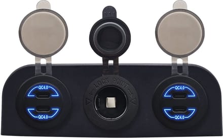ProRide 12V USB C Autolader 2 Poorten - 30W/QC4.0 - Voltmeter en 12V/24V Sigarettenplug - Drievoudig opbouw