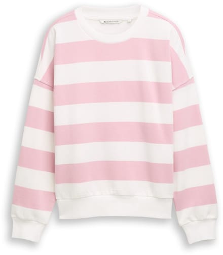 Tom Tailor Denim - Sweatshirt met losse pasvorm - Maat S - soft rose white stripe