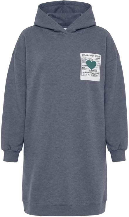 Studio Untold - Dames - Sweatjurk oversized capuchon - Donkergrijze melange - Maat 46+