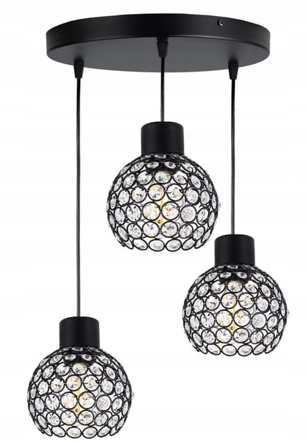 Hanglamp Kristal Zwart - Loft Stijl - 3xE27 - Max 100cm