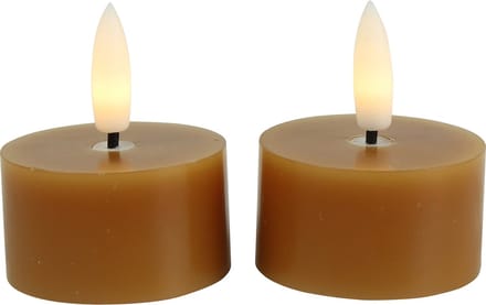 Theelichtjes Lyon met LED - Amber - Ø4 x 5,2 cm - 2 stuks