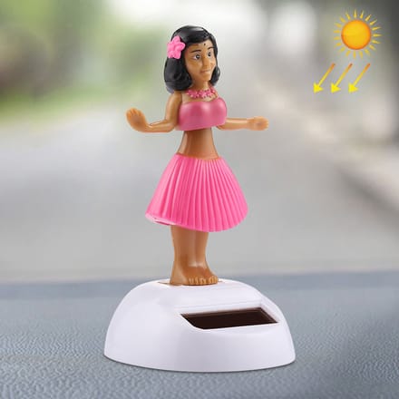 Zonne-energie Bobble Head Dansen Speelgoed Auto Decoratie Ornament Leuke Hula Prinses (Roze)