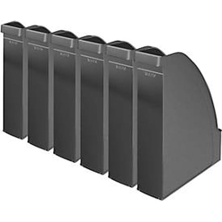 LEITZ® tijdschriftenhouder 2476, rugbreedte 70 mm, polystyreen, 6 stuks, zwart