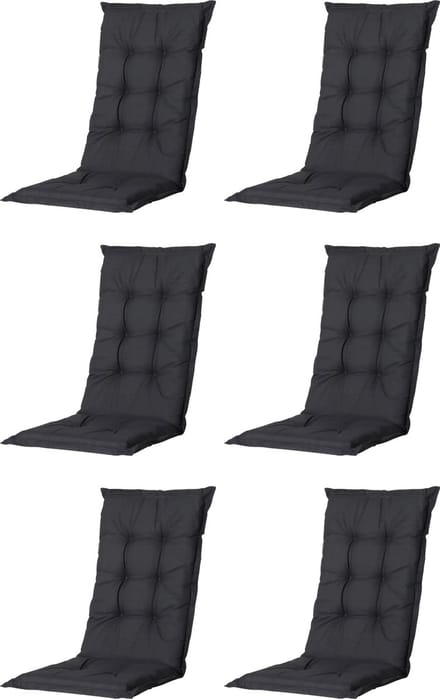 Madison - Tuinkussen - Universeel - Lage Rug - 6 st. - Basic Black - 105x46cm - Zwart - Tuinstoelkussens - Standenstoel