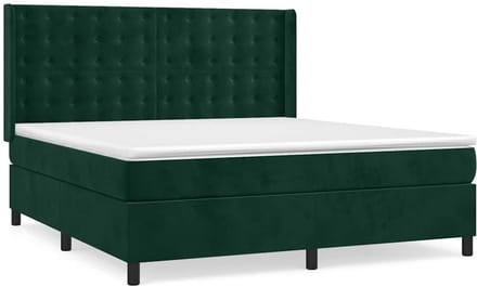 vidaXL - Boxspring - met - matras - fluweel - donkergroen - 160x200 - cm