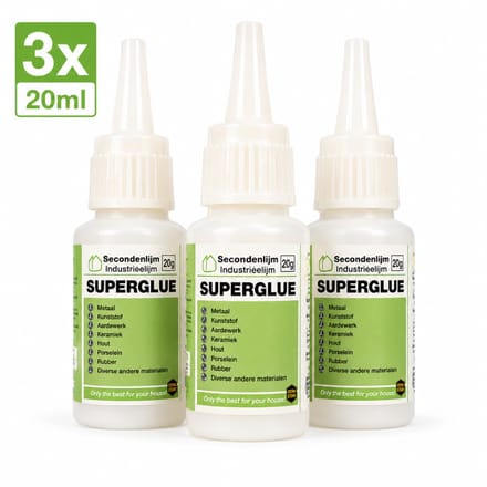 Secondelijm industrie kwaliteit dun 3x 20 gram - Snel lijmen - alleslijm