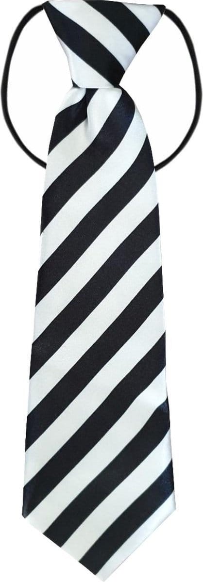 Fako Fashion - Kinderstropdas - Kinder Stropdas - Jongens Stropdas - Das - Print - Elastiek - Zwart/Wit Gestreept