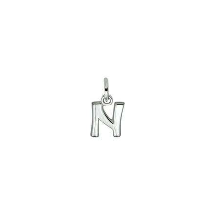 Zilver Gerhodineerde Hanger letter N 1330011
