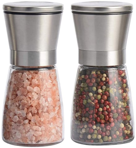 Zout- en Pepermolen Set – 2 stuks – Hoogwaardig Glas & RVS – Kruidenmolens