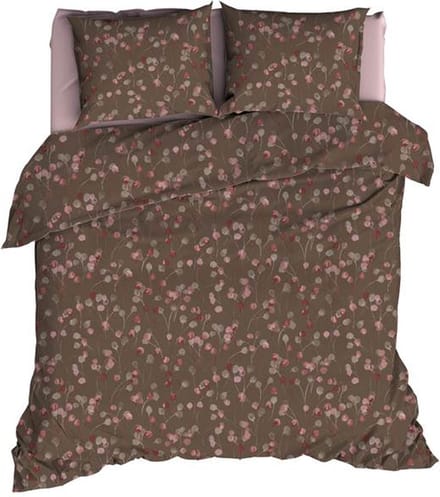Satin d'Or Muriel Dekbedovertrek - Extra breed - 260x200/220 cm - Taupe/Rose