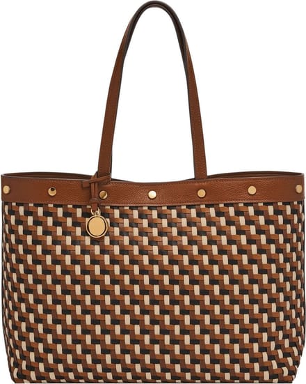 FOSSIL Shopper Jessie East West Tote Bag Brown Bruine