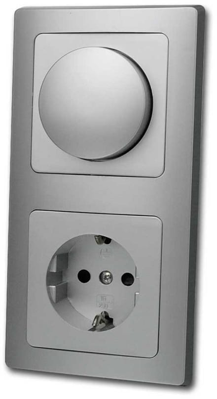 LED Dimmer met Veiligheidsstopcontact Zilver Upbouw 230V