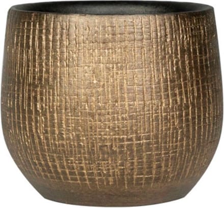 Ter Steege Plantenpot - keramiek - goud - metaal look - D16 x H13 cm