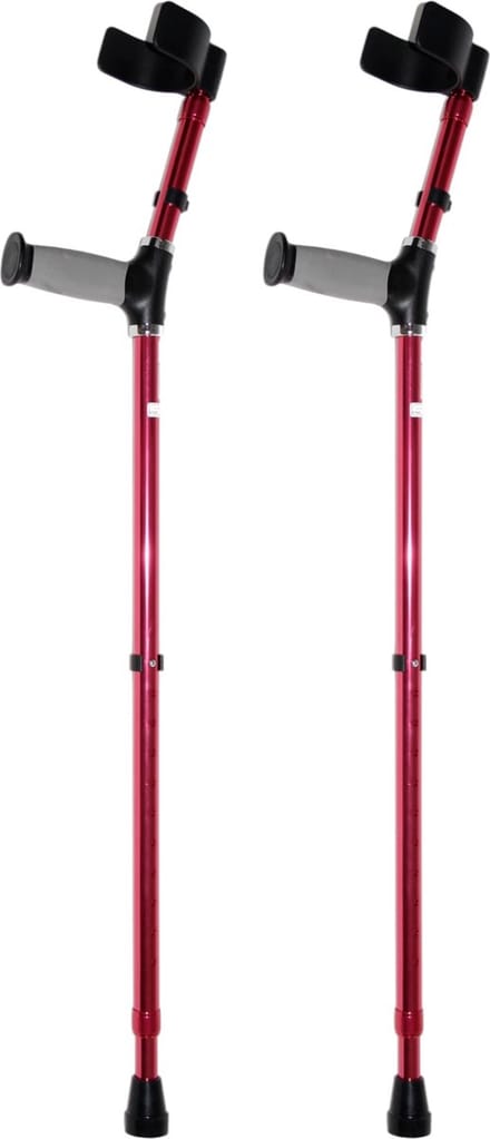 Premis - Elleboogkrukken - Standaard Softgrip - Verstelbaar 75-100 cm - Paar - Open Manchet - Rood
