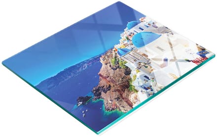 Decoratieve glazen serveerplank voor snacks, eiland Santorini, 60x52 cm
