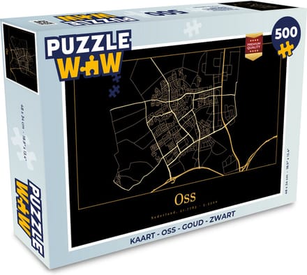 Puzzel Kaart - Oss - Goud - Zwart - Legpuzzel - Puzzel 500 stukjes