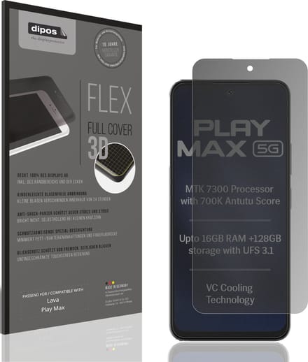 dipos FLEX – Matte Privacy Screenprotector geschikt voor Lava Play Max | Volledige Schermbescherming | Case-Friendly