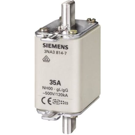 Siemens 3NA38227 NH-zekering Afmeting zekering : 00 63 A 500 V/AC, 250 V/AC 3 stuk(s)