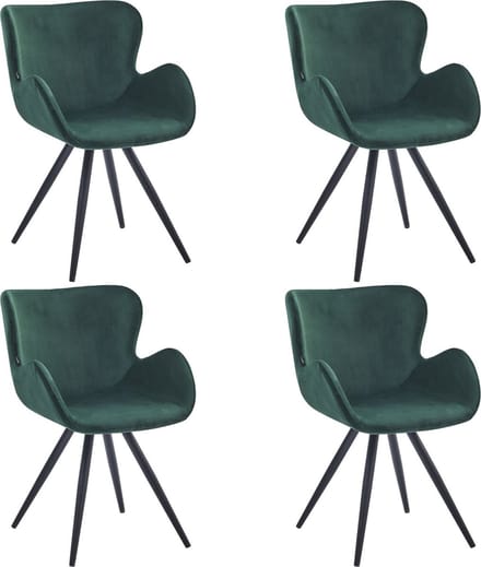 Colenis® - Anabella Eetkamerstoel - Set Van 4 - Groen - Velvet - Industrieel - Met armleuning