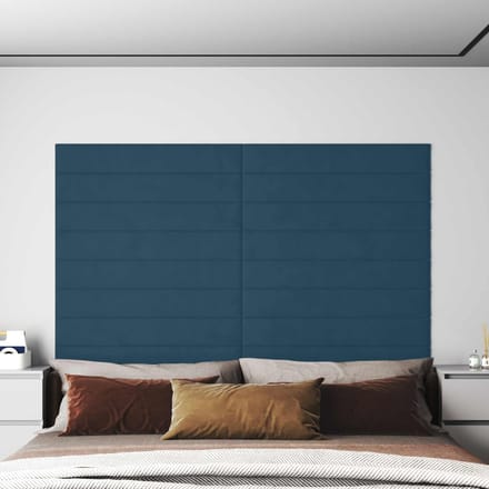 vidaXL - Wand - Hoofdbord - 12 - st - Blauw - Fluweel