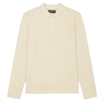Marc O'Polo regular fit polo lange mouw - heren poloshirt - wit - Maat: S