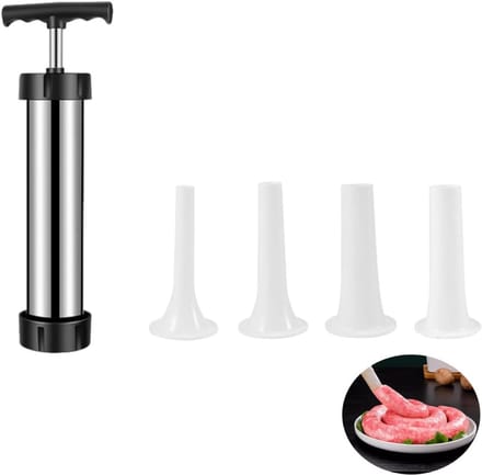 CRLYN® Worstenvuller - Worstenmaker Machine - Handmatig - RVS - Zilver en Zwart