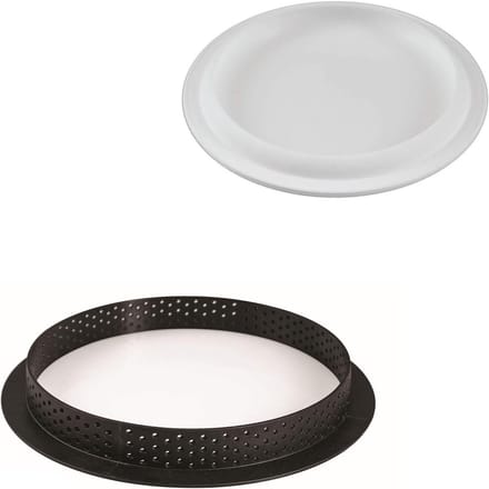 Taartring Set - Bakvorm Rond - Professioneel Bakken - Hittebestendige Snijring - 20cm Diameter - Wit/Zwart