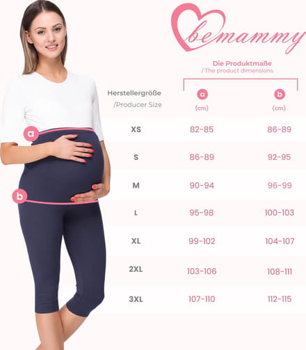 Be Mammy BE-BE20-258-LE Dames ¾ Zwangerschapsleggings - Capri - Viscose - Elasthan – Gemêleerd - S