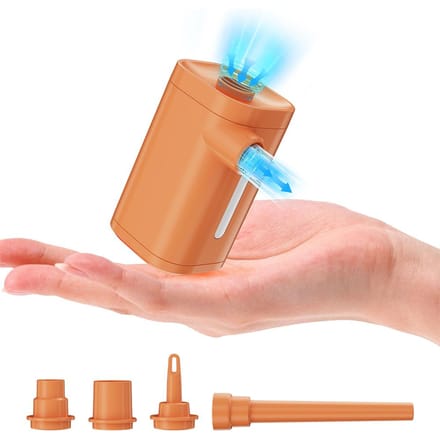 Draagbare Luchtpomp voor Opblaasartikelen Luchtpomp met Campinglantaarn 2000mAh Batterij Type-C Oplaadbaar oranje