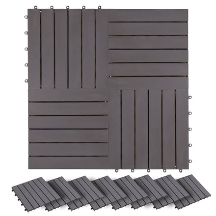 vidaXL - Terras - Tegel - 30 - st - Grijs - 30 - x - 30 - cm - Acaciahout