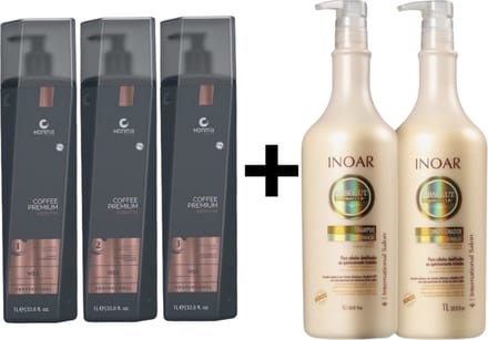 Honma Tokyo Coffee Premium KIT 3x1000ml + Inoar Day Moist Shampoo & Conditioner 1000 ML