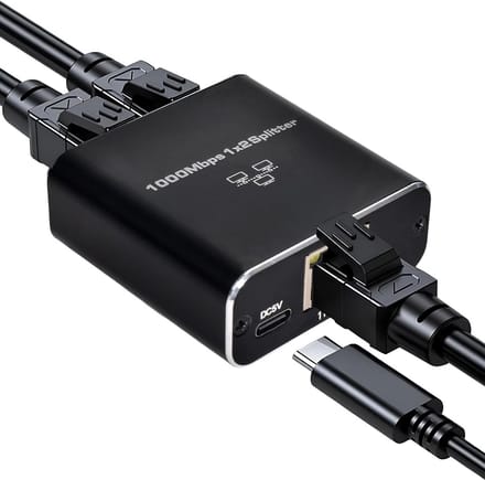 LAN Splitter 1 op 2, 1000 Mbps Ethernet Switch voor Computer en Router