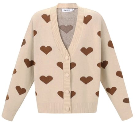 Vest Khaki met bruine hartjes