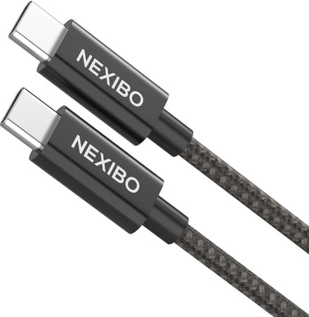 Nexibo USB C naar USB C Kabel 60W 3A - USB 3.0 - Snellader - Oplaadkabel - Gevlochten Nylon - 1 Meter