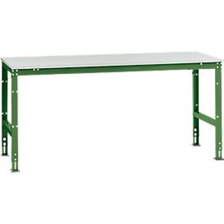 Manuflex werktafel UNIVERSAL Standaard, 2000 x 1000 mm, melamine lichtgrijs, resedagroen